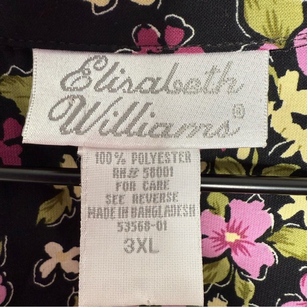Vintage 90s Elizabeth Williams Floral Long Dress Black Purple Pink Plus Size 3XL - Picture 4 of 7